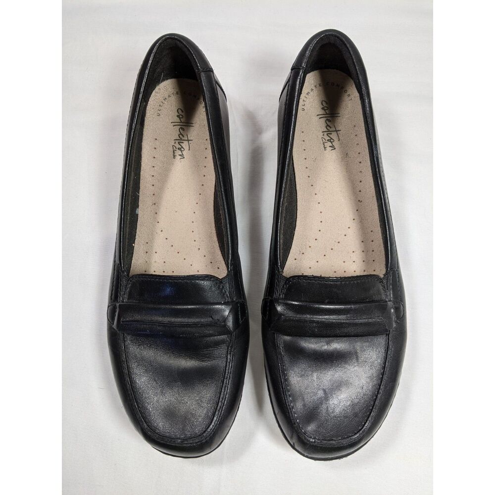 Clarks Black Loafers Ashland Lily Slip On Wedges Sz 11 Dark Academia Whimsigoth